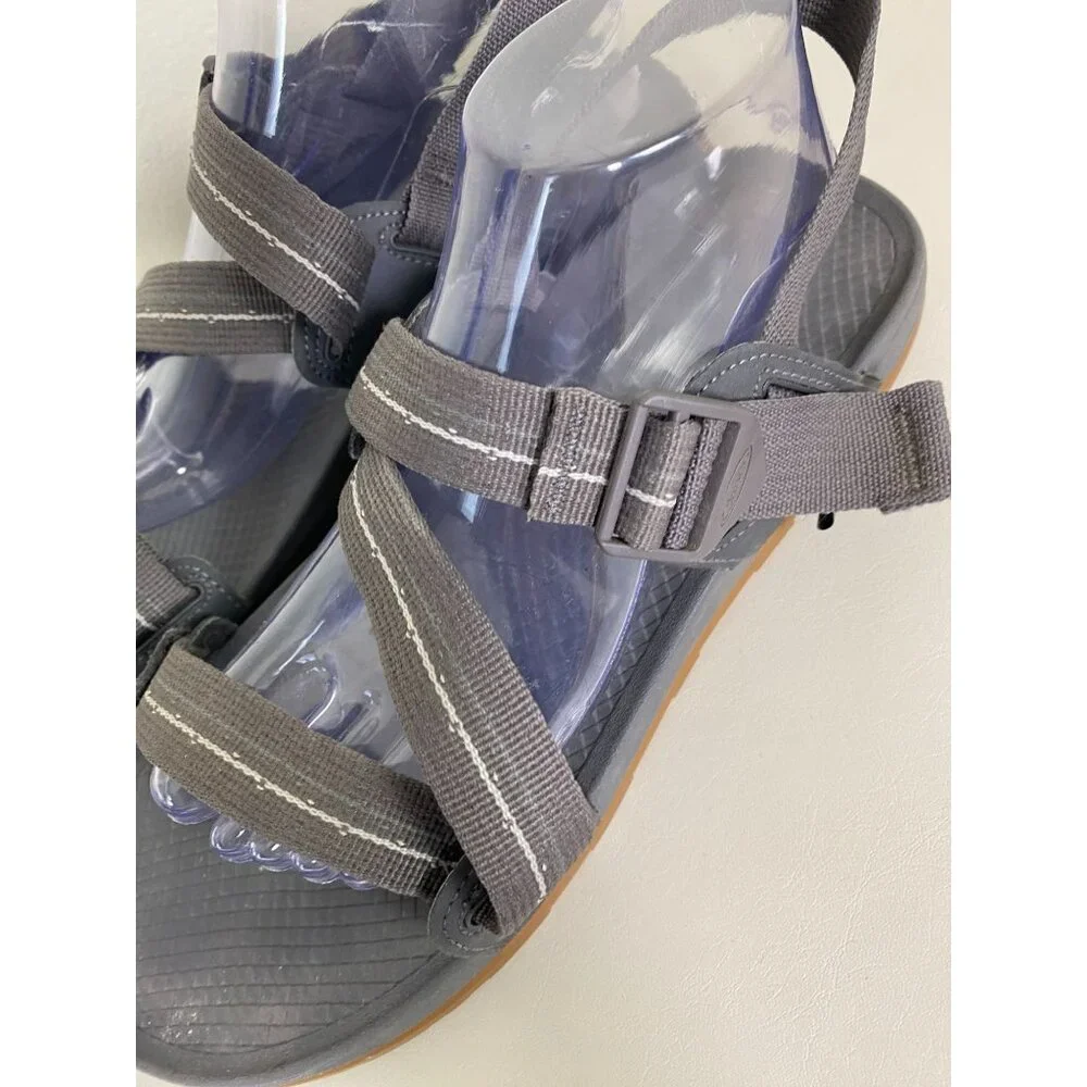 Chaco Men Adjustable Strap Hiking Sandals Size 11 Gray Gum Sole‎ Outdoor Camping